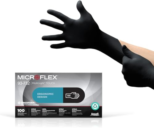 Ansell Microflex 93-732, Vielseitige Nitrilhandschuhe, Einweghandschuhe für präzise Handhabung, Arbeitshandschuhe für mechanische Aufgaben, Latexfrei, Puderfreie Einmalhandschuhe, 100 Stück, Gr. S