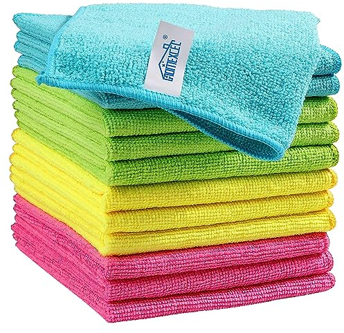 HOMEXCEL Mikrofasertücher 12 Stück, Wiederverwendbare Küchen-Mikrofaser-Reinigungstücher, Lappen Putztücher Geschirrtücher, Fusselfreie Waschbare für Zuhause, Fenster, Auto 30 x 30 cm