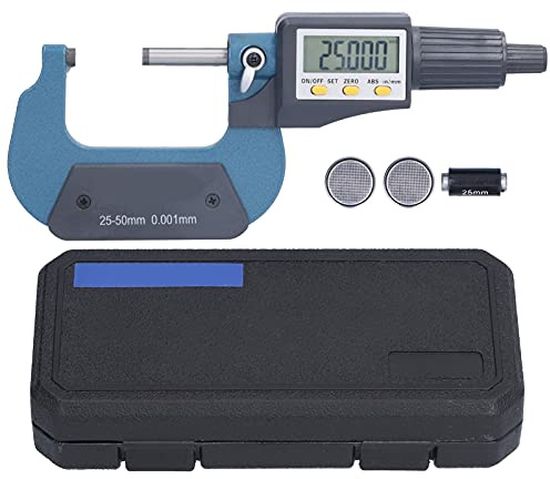 Digitale Messschraube 25-50mm, 0,001mm Auflösung, LCD-Display, Präzisionsmessgerät mit Auto-Abschaltung und inklusive Batterie