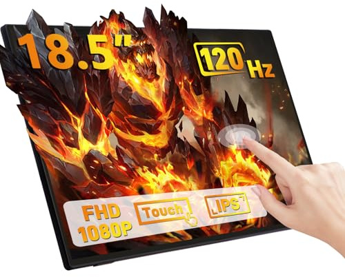 GeeekPi 18,5 Zoll tragbarer Monitor 1920 x 1080 IPS Touchscreen 120Hz 1080P Touch Display mit HDMI USB-C, eingebauten Lautsprechern, Ständer VESA für Xbox PS4/5 Laptop Mac PC