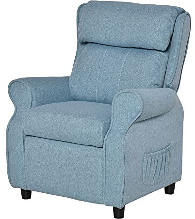 HOMCOM Kindersofa Kindersessel mit Fußstütze Armlehne verstellbare Rückenlehne Relaxsessel Kindercouch Stuhl Liegecouch Kinder Sofa für 3-5 Jahre Jungen und Mädchen Blau