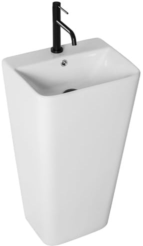 Rea Standwaschbecken ARIS Freistehend Waschbecken für Badezimmer Standwaschtisch Waschtisch 37,5 x 44 x 83 cm in Keramik (Weiß)