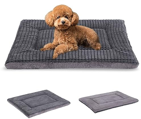 BVAGSS Orthopädisches Hundebett, Waschbar Hundekissen flauschig Hundematte, Umkehrbar Weiche und Warme Hundematte für klein mittel große Hunde XH079 (60x45x4cm,Light Grey)
