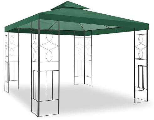 WASSERDICHTER Pavillon Romantika 3x3m Metall inkl. Dach Festzelt wasserfest Partyzelt (Grün)