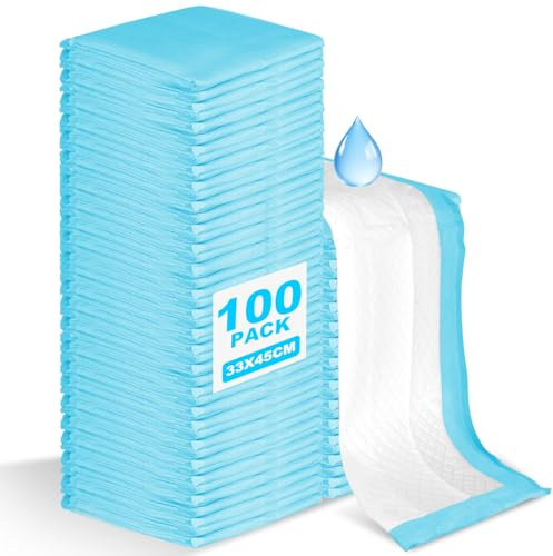 CIOXSOIO 100 Stück Baby Wickelauflage, 33 × 45 cm Wickelunterlage Einweg, Baby Changing Mat für Unterwegs, Hygienisch mit Superabsorber, Weich, Wasse, Atmungsaktiv