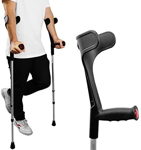 PEPE Mobility Krücken (2 Stück) Schwarz, Unterarmgehstützen Höhenverstellbar, Gehhilfe für Senioren und Erwachsene, Leichte Gehstützen aus Aluminium, Stabil und Belastbar bis 125 kg