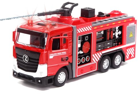funnykid Feuerwehrauto,halbmetallisches Modell füir Kinder ab 4 Jahren, idealesWeihnachtsgeschenk für Jungen 4 5 6 7 8 9 Jahre, ，geeignet für drinnen & drauBen，Sprühstil