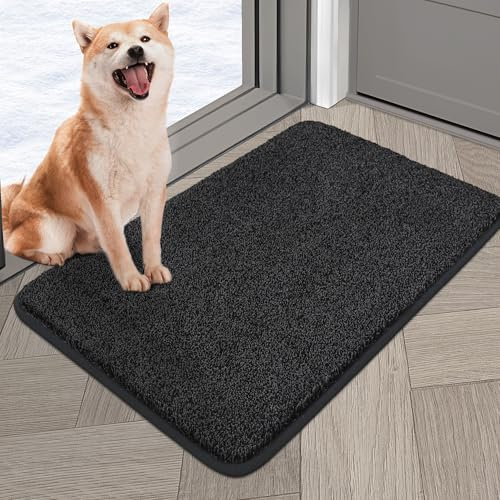 COSY HOMEER Fussmatte Innen 50 x 80 cm, Weich Saugfähig und Schmutzabweisend Fußmatte rutschfest, Niedriges Profil Schmutzfangmatte Maschinenwaschbar für Hintertür, Eingang, Flur, Küche, Schwarz