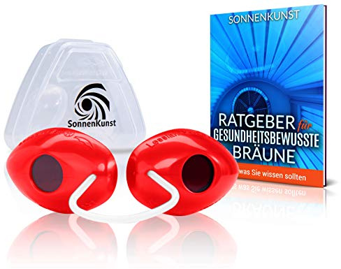 Sonnenkunst® Premium Solarium Schutzbrille - Verbessertes Konzept [2026] - inkl. E-Book und Aufbewahrungsbox - UV Schutzbrille für Sonnenbaden EN170