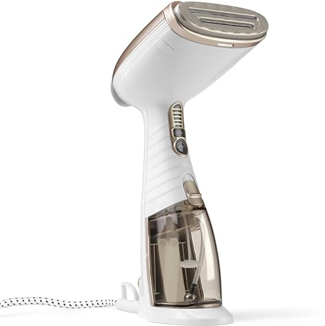 Conair Turbo ExtremeSteam Dampfglätter mit 5 EInstellungen | Dampfleistung 25g/Min. | Schnelle Aufheizzeit | 3 Aufsätze für feine und schwere Stoffe + Bügelfalten | weiß/beige