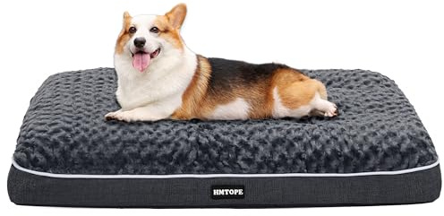 HMTOPE Orthopädisches Hundebett, Hundematte im Doppelstock-Design, Waschbar Hundekissen, Abnehmbar Hundekorb, 90 cm für Kleine bis Mittelgroße Hunde, Dunkelgrau