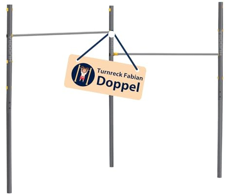 HUDORA Turnreck Fabian Standard/Pro - einfache/doppelte Turnstange für Kinder & Erwachsene - 4-Fach höhenverstellbare Gymnastikstange - belastbare Outdoor-Fitnessstange für bis zu 100kg