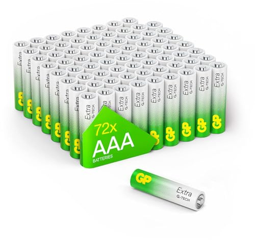GP Extra Alkaline Batterien AAA 1,5V | 72 Stück AAA Batterien Longlife, leistungsstark und auslaufsicher mit Neuer G-TECH-Technologie | Typ Micro (LR03, E92, MN2400)
