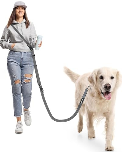 WANFIRE Freihandleinen Hundeleine für Große Mittelgroße Hunde, Fahrradleine Schleppleine Umhängeleine Joggingleine Hunde mit Autositz Sicherheitsschnalle Zum Gehen Joggen Laufen Dog Leash (1.8-2.9m)