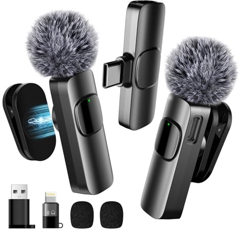 Verbessertes 3-in-1-Kabelloses-Ansteckmikrofon für iPhone/Android/PC – ein Mini-Mikrofon, geeignet für Videoaufnahmen und Podcasts; das Handy-Mic wird mit einem verstellbaren Lavalier-Clip geliefert