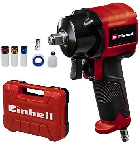 Einhell Druckluft-Schlagschrauber TC-PW 610 Compact (max. 8 bar, max. Drehmoment 610 Nm, 1/2-Vierkantantrieb, Links-/Rechtslauf, Lieferung im Koffer, inkl. 3 Stecknüssen)