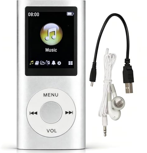 MP4-Player, MP3-Musikplayer mit 1,8-Zoll-LCD-Bildschirm, Tragbarer Digitaler Verlustfreier Musik-MP3-MP4-Player, für Kinder, Studenten(Silber)