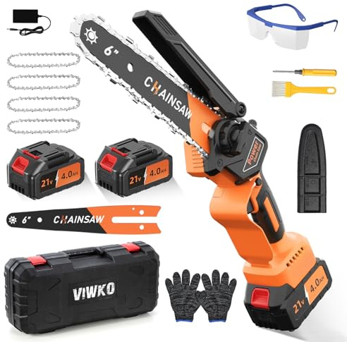 VIWKO Mini Kettensäge mit Akku, 8000mAh 6 Zoll Akku Kettensäge Bürstenlose Kompatibel mit Makita 18V Akku, Astsäge Akku mit Auto Öler Minikettensäge Motorsäge Handkettensäge Handsäge für Holzschneiden