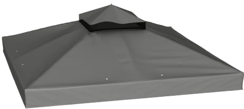 Outsunny Ersatzdach für Pavillon 3 x 3m Wasserdicht Pavillondach Dunkelgrau | Pavillondach, Doppeldach Ersatzbezug für Gartenpavillon, Ersatzteile aus Oxford-Stoff, 370 g/m², Exkl. Rahmen