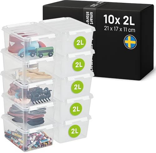 SmartStore - 10x Aufbewahrungsbox mit Deckel Classic 2L (21x17x11cm) | Stapelbare Box mit Deckel | Lebensmittelechte Kunststoffbox | Plastikbox mit Deckel & verstärkten Ecken | 10 Jahre Garantie