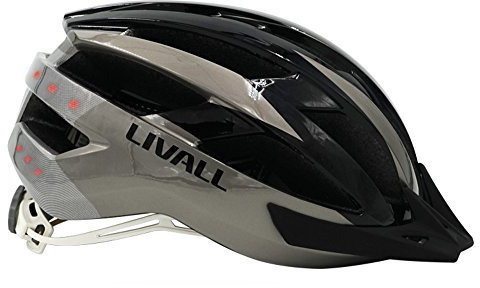 Livall Erwachsene MT1 Musik, Rücklicht, Blinker, Navigation und Anruffunktion Fahrradhelm, Schwarz/Grau, 58-62 cm