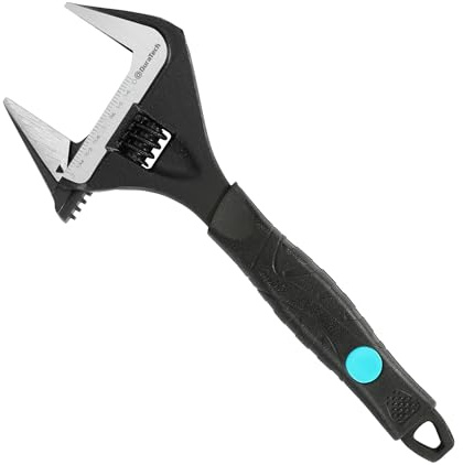 DURATECH 250 MM Verstellbarer Schraubenschlüssel, Große Öffnung Rollgabelschlüssel, Schwarz-oxidierte Oberfläche, CR-V Stahl, SAE und Metrisch, Ergonomischer Griff