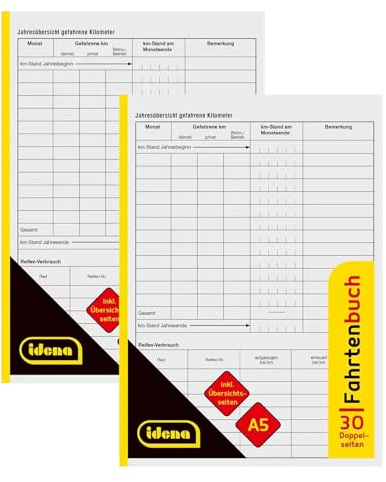 2 x Fahrtenbuch A5, Fahrtenheft, Fahrtbericht, Fahrtbeleg, Wegenachweis