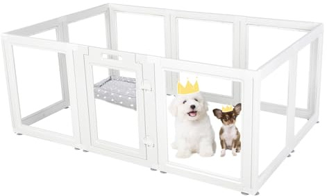 Klarer Acrylplastik Welpenlaufstall Hundespielplatz Innen, für Welpen, Katzen, Kaninchen, leicht montierbarer Welpenkäfig, Hundekennel, für kleine und mittlere Hunde (60 cm Hohe, 10 Stück)