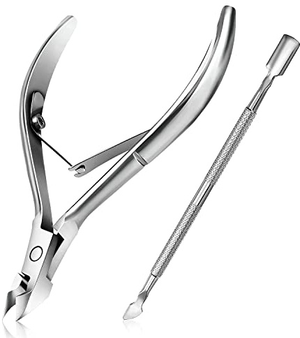 Nagelhautzange mit Nagelhautschieber, Easkep Dead Skin Remover Scherenzange Langlebige, Professioneller Nagelhautentferner Edelstahl (Silber)