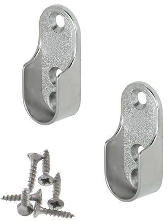 Gedotec Schrankrohrlager oval Halterung für Kleiderstange Schrank | 30 x 15 mm | OVA | 2 Stück - Metall Kleiderstangenhalter für Ovalstange | Stahl vernickelt | Kleiderschrank