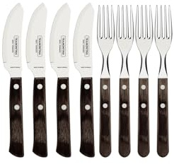 Tramontina Pizza Besteck, 8-tlg. Set für 4 Personen, Rostfreier Edelstahl, FSC-zertifizierte Holzgriffe, Spülmaschinenfest, Ergonomisch