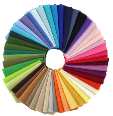 Luckwaii 50 Farben Baumwollstoff Patchwork Stoffe Paket Stoffreste zum Basteln, Cotton Fabric Squares Stoffpakete Baumwolle Stoff zum Nähen 25x25cm für DIY Handwerk Quilten Puppenkleidung & Dekoration