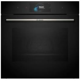 Bosch HSG7584B1 Serie 8 Smarter Einbau-Dampfbackofen, 60 x 60 cm, 1 L Wassertank, Digitaler Bedienring, TFT-Touchdisplay Pro, Perfect Steam Dampfsensor, Dampf-Funktion Plus, Heißluft sanft