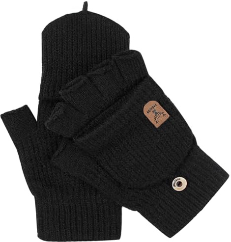 ZJCANGLIU Handschuhe Fingerlos mit Kappe,Fingerlose Handschuhe Damen,Handschuhe Fäustlinge,Fingerhandschuhe mit Kappe,für Herren und Damen(Schwarz)