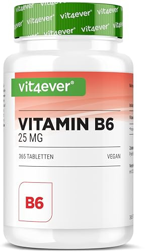 vit4ever Vitamin B6 als P-5-P - 365 Tabletten - Hchdosiert mit 25 mg (Pyridoxal-5-phosphat) - Premium: Bioaktives Vitamin B6 - Ohne unnötigen Zusätze - Vegan
