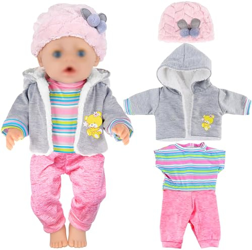 5pc Puppenkleider Set enthalten Mantel Bluse Hosen Hut für 43cm / 17 Zoll Neugeborene Babypuppen (Keine Puppe)