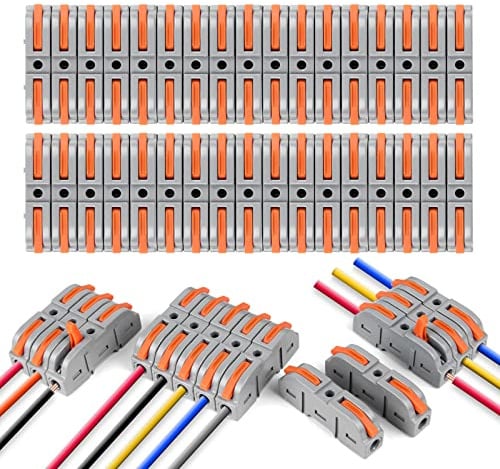 Flintronic Kabelverbinder, 34 Stück Verbindungsklemmen, SPL-1 mit Betätigungshebel, 4mm² Leiter Klemme, Elektrische Anschlussblöcke,Aktualisierte Versionen Können Frei kombiniert Werden SPL2-5