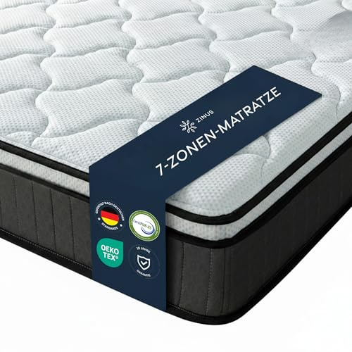 Zinus Hybrid Taschenfederkernmatratze 90x200 cm - 25 cm Höhe - H3 mittelfest - Ergonomisch & Atmungsaktiv - Oeko-TEX Zertifiziert