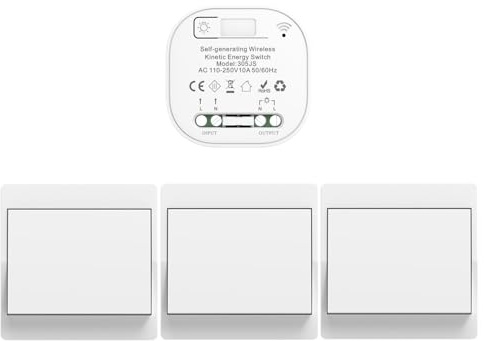 Cerhot funk lichtschalt funkschalt 230v funk lichtschalter ohne batterie set lichtschalter funk wireless light switch funkschalter batterielos funktaster funk-wandschalter für lichter (EU 1Gang 3V1 a)