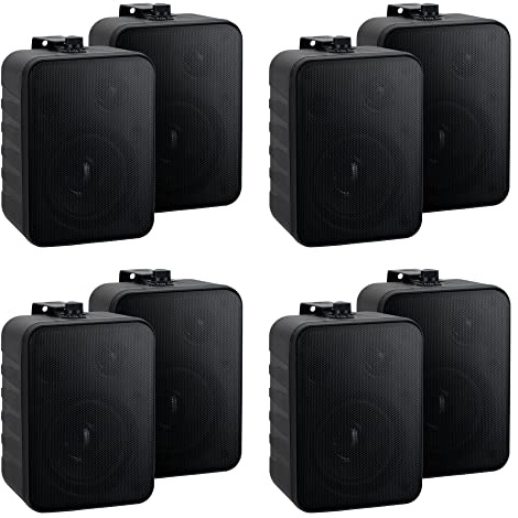 McGrey One Control BK MKIII Lautsprecher 4 Paar - Kompakt-Boxen für Installation, Studio oder HiFi - 10 Watt RMS - 4 Woofer, 0,5 Hochtöner - Inkl. Montagebügel zur Wandbefestigung - Schwarz