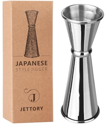 Jettory Japanischer Jigger 1oz / 2oz Mit Messungen - Cocktail Messgerät Aus Lebensmittelechtem Edelstahl 304 für Bartending - Bar-Messjigger (Silber)