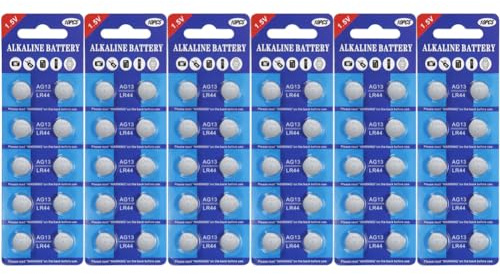 AG13 LR44 1.5V Alkaline knopfzelle Batterien Ohne Quecksilber 60 Stück (357/357A/L1154/A76/GPA76)【3 Jahre LagerGarantie】