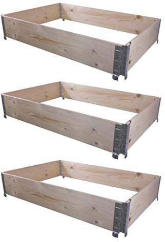 BigDean 3X Hochbeet Palettenrahmen 120x80x20cm groß - Holzrahmen faltbar, steckbar & stapelbar - ideal für Pflanzen, Blumen, Obst, Gemüse & Kräuter
