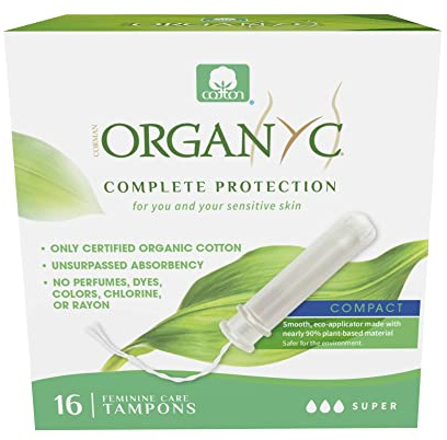 Organyc Super Flow Tampons mit Applikator, Baumwolle, 16 Stück | Super Plus Tampons mit Applikator und saugfähigem Baumwollkern für Tage mit sehr starker Menstruationsblutung.