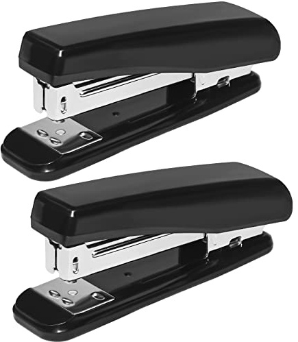 JIKIOU Basics Heftgerät 2er Pack für Büro oder Schreibtisch, 20 Blatt Kapazität, rutschfest, schwarz
