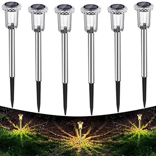 LED Solarleuchten für Garten, 6 Stück Warmweiß Farben wasserdichte Solarlampe für außen, Terrasse, Rasen, Garten, Hof, Wege