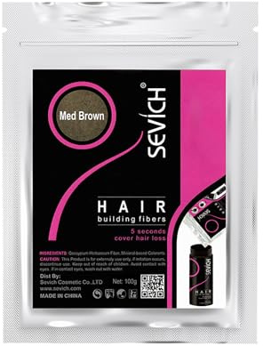 Sevich Haarfasern Haar-Gebäude-Fasern Original-Refill Naturkeratinfasern für dünnes Haar， 100g Mittel braun