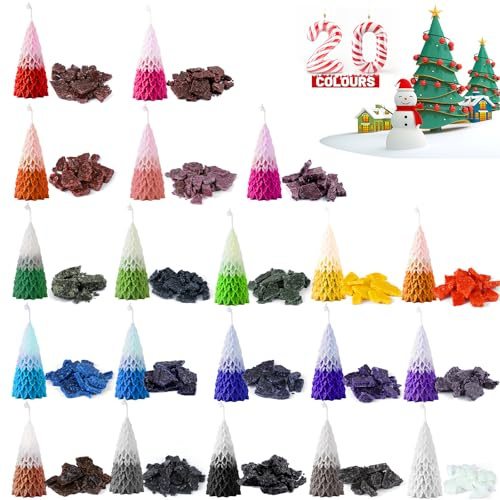 Rouclo 20 Kerzenfarbe Set, hochkonzentrierte feste Kerzenfarbe, hohe Reinheit, hochwertig für Kerzen selbst machen, bunt, geeignet für verschiedene Kerzenwachs zum Gießen