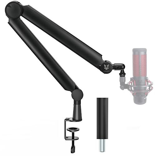 SENSIC SA-30 Mikrofonständer Tisch mit 360° drehbarem Schwenkarm, optionale Erhöhung und 3/8 bis 5/8 Adapter, Universelle Mikrofon Halterung, Profi Mikrofonarm inkl. Zubehör, Boom Arm Schwarz