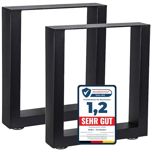 Melko Tischgestell Tischuntergestell Tischbeine 2er Set aus Stahl, Schwarz, 40 x 43 cm - universell einsetzbar